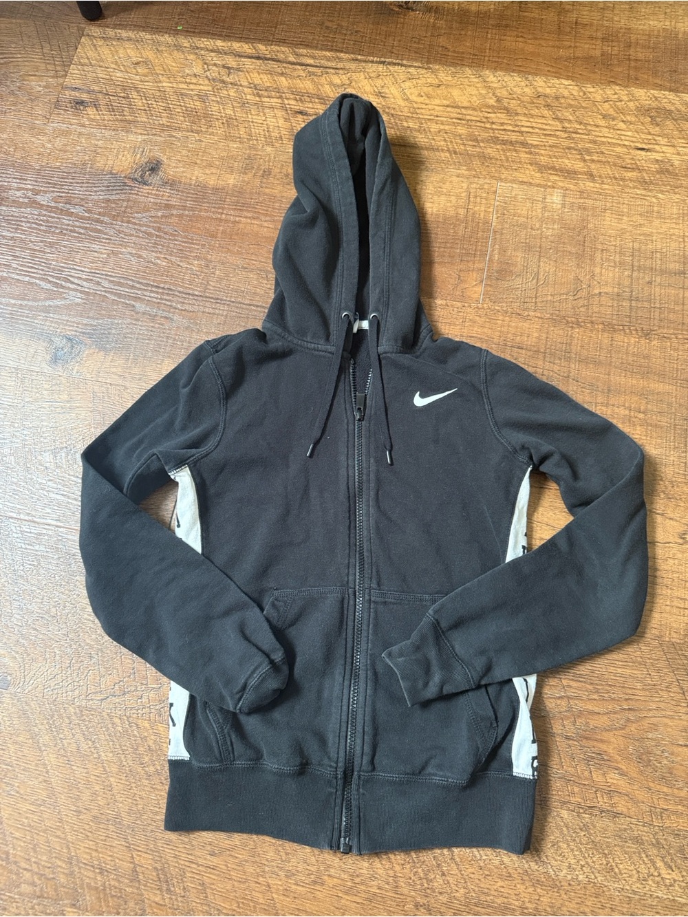 Nike Women’s Black Hoodie Jacket with White Accents